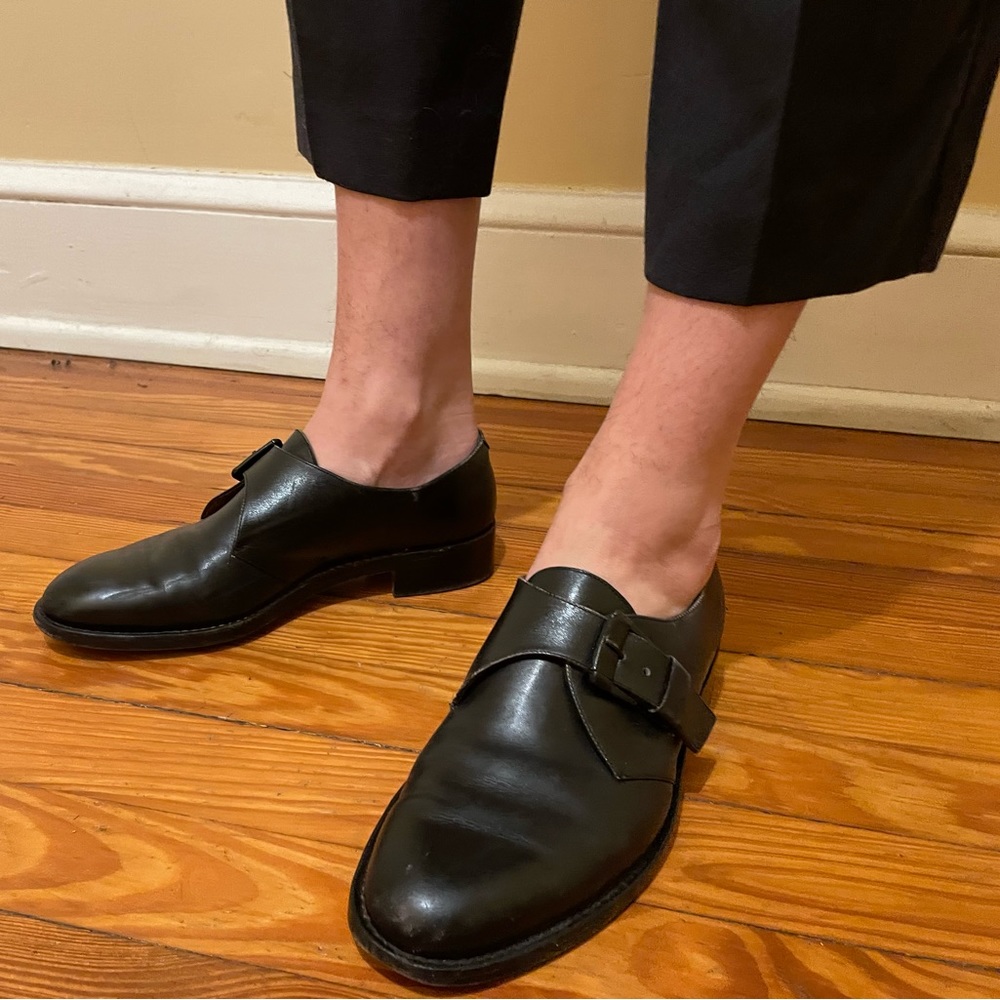 Robert Clergerie Monk Strap Black Leather Creepers / Loafers sz EU 40, US 9